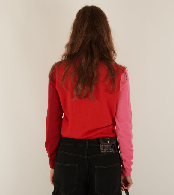 Comme des Garcons Girl - Colorblock Knit Sweater Red/Pink