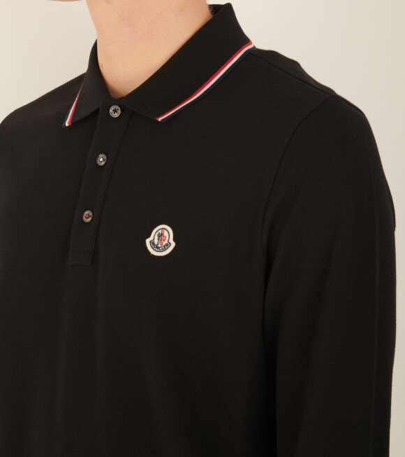 Moncler - L/S Logo Stripe Polo Black