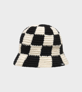 Checker Knit Bucket Hat Black/Off-white