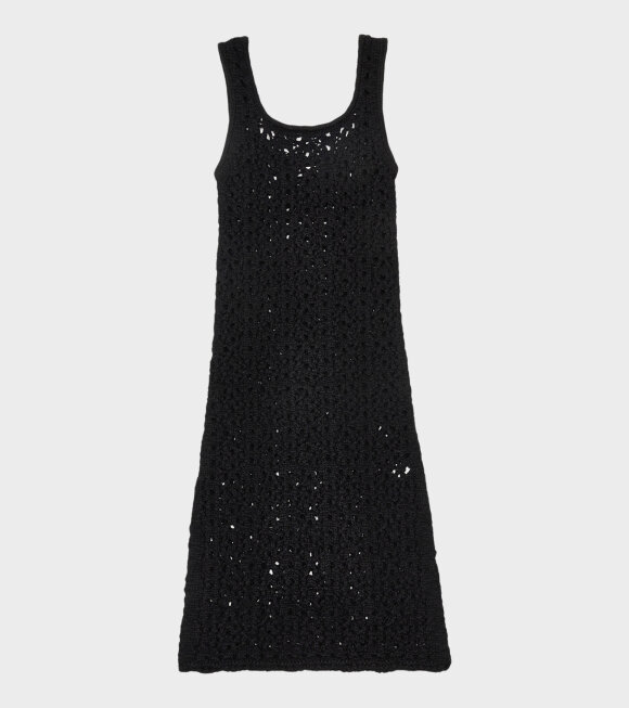 Amomento - Crochet Knit Dress Black
