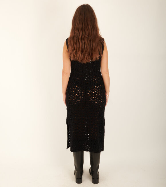 Amomento - Crochet Knit Dress Black