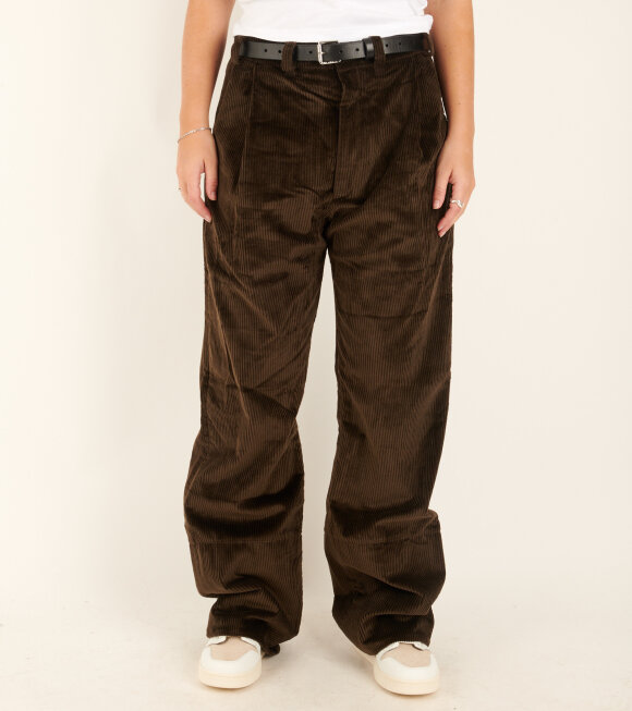 AF Agger - Corduroy Box Trousers Brown