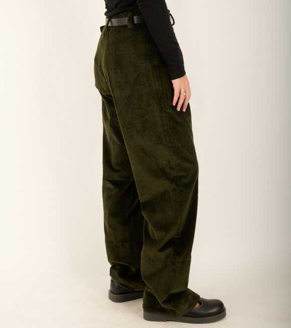AF Agger - Corduroy Box Trousers Green