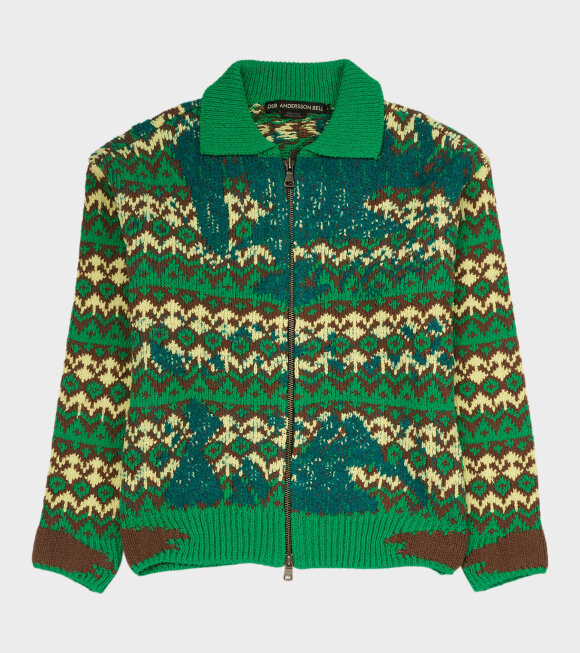 Andersson Bell - Submerge Nordic Zip-up Cardigan Green