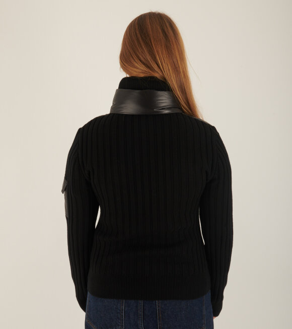 Moncler - Rib Knitted Wool Cardigan Tricot Black