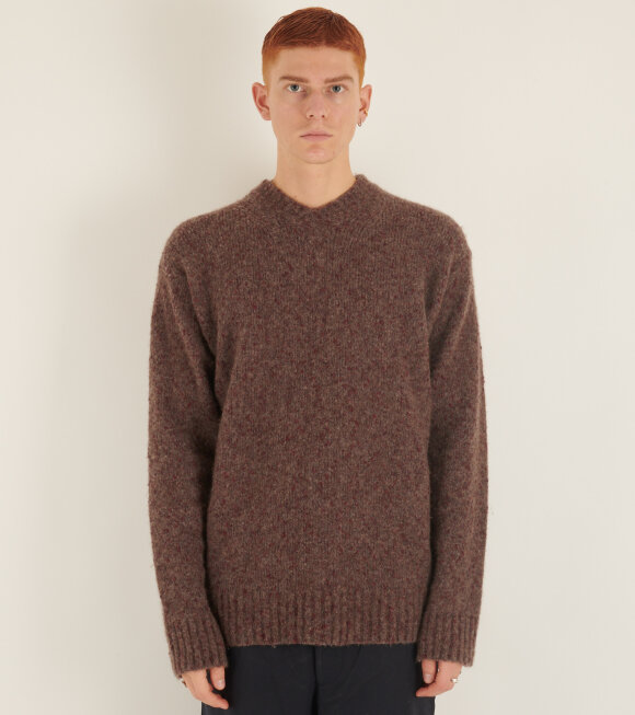 Norse Projects - Rasmus Relaxed Tweed V-Neck Sweater Burgundy 
