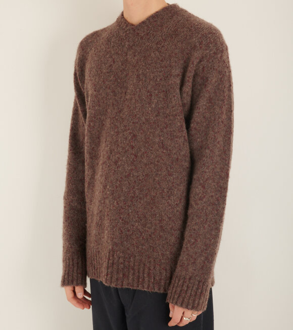 Norse Projects - Rasmus Relaxed Tweed V-Neck Sweater Burgundy 