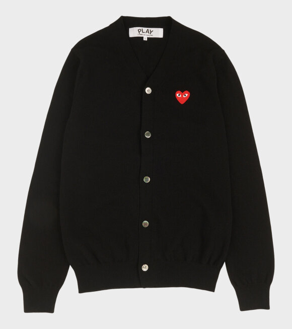 Comme des Garcons PLAY - M Red Heart Cardigan Black 